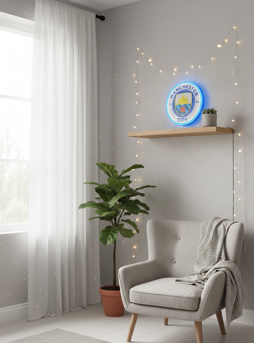 Manchester City LED-Lampe Wanddeko Fanartikel Geschenk - Mockup