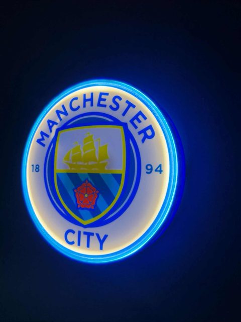 Manchester City LED-Lampe Wanddeko mit 3D-Effekt und Vereinslogo