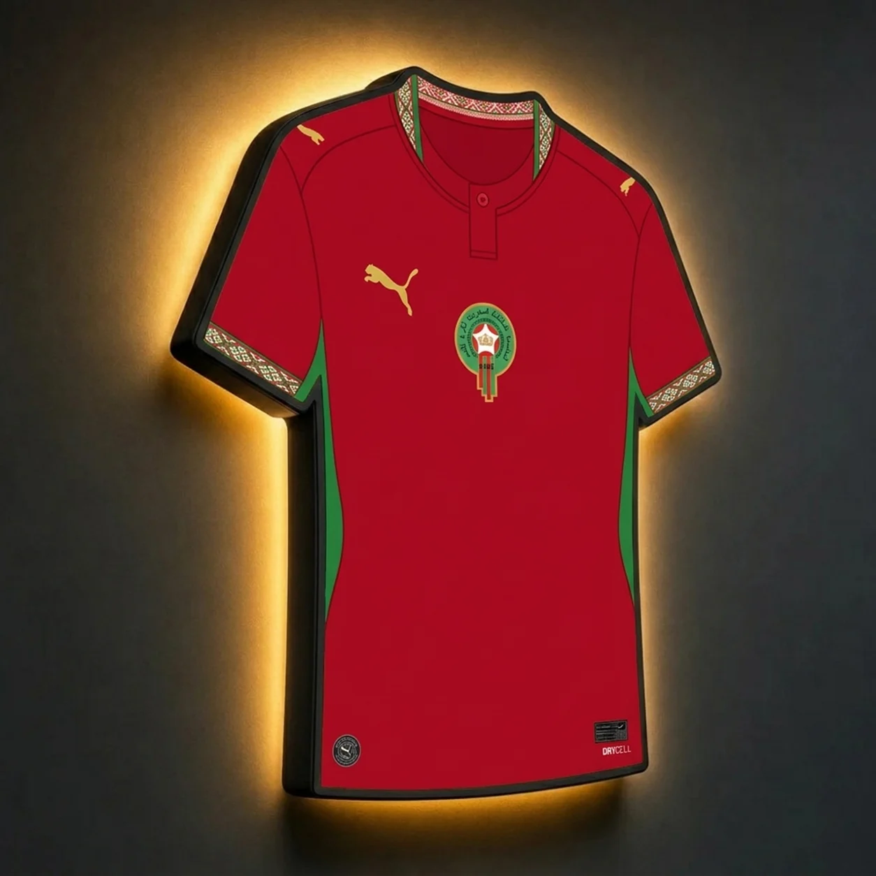 Marokko WM 2026 LED-Trikot-Lampe (personalisiert mit Wunschname + Nummer)