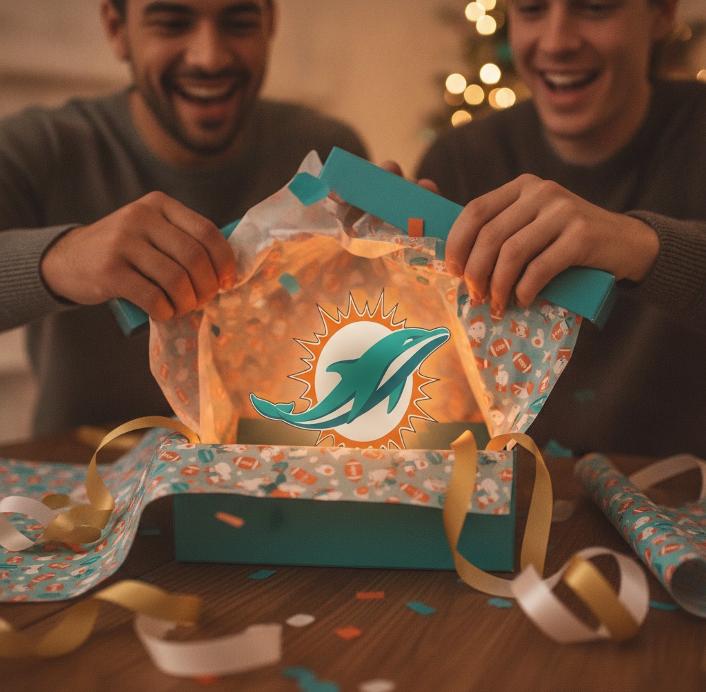Miami Dolphins LED-Leuchtschild Wanddeko Fandeko Geschenk - Mockup