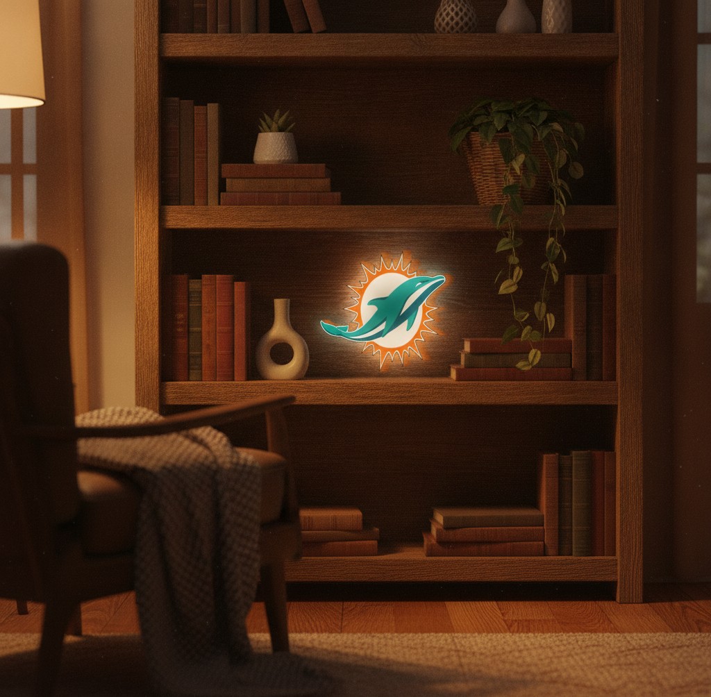 Miami Dolphins LED-Leuchtschild Wanddeko Fandeko Geschenk - Mockup