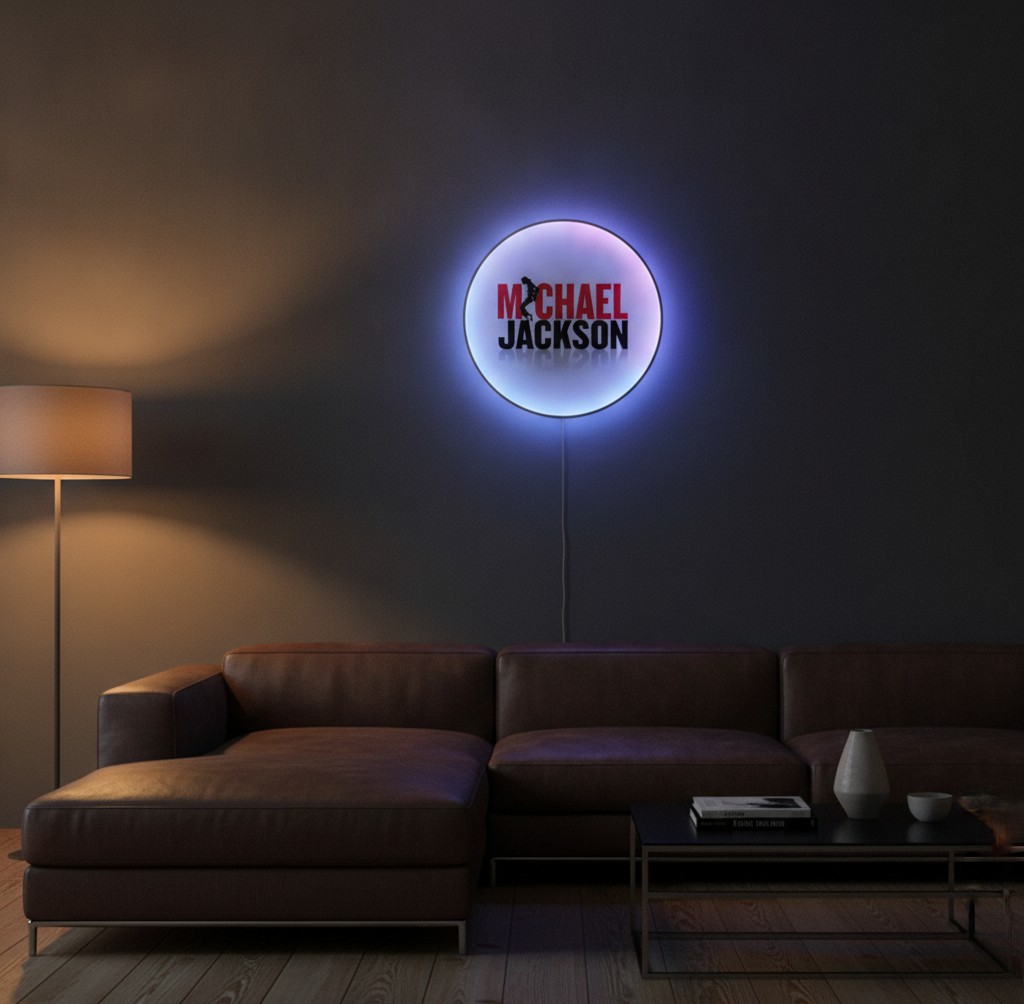 Michael Jackson LED-Leuchtschild Wanddeko Musik-Deko Geschenk - Mockup