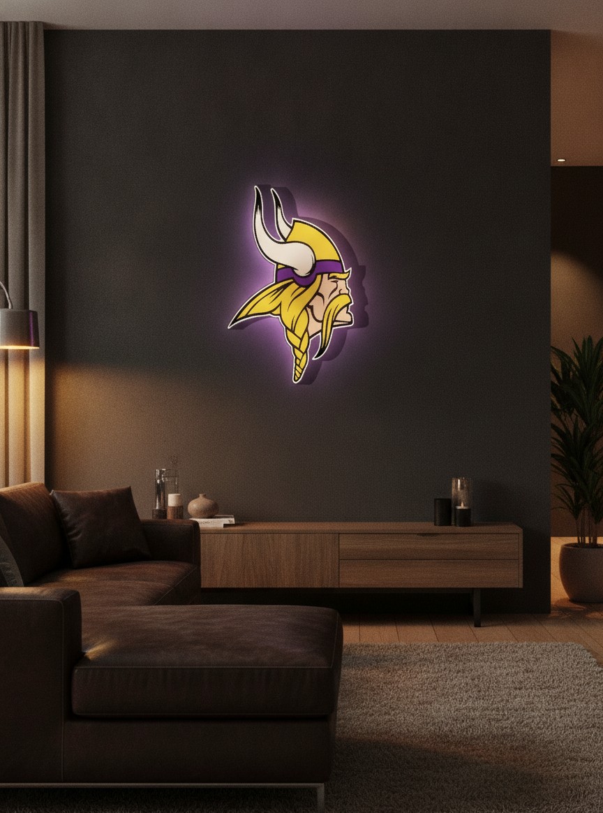 Minnesota Vikings LED-Leuchtschild Wanddeko Fandeko Geschenk - Mockup