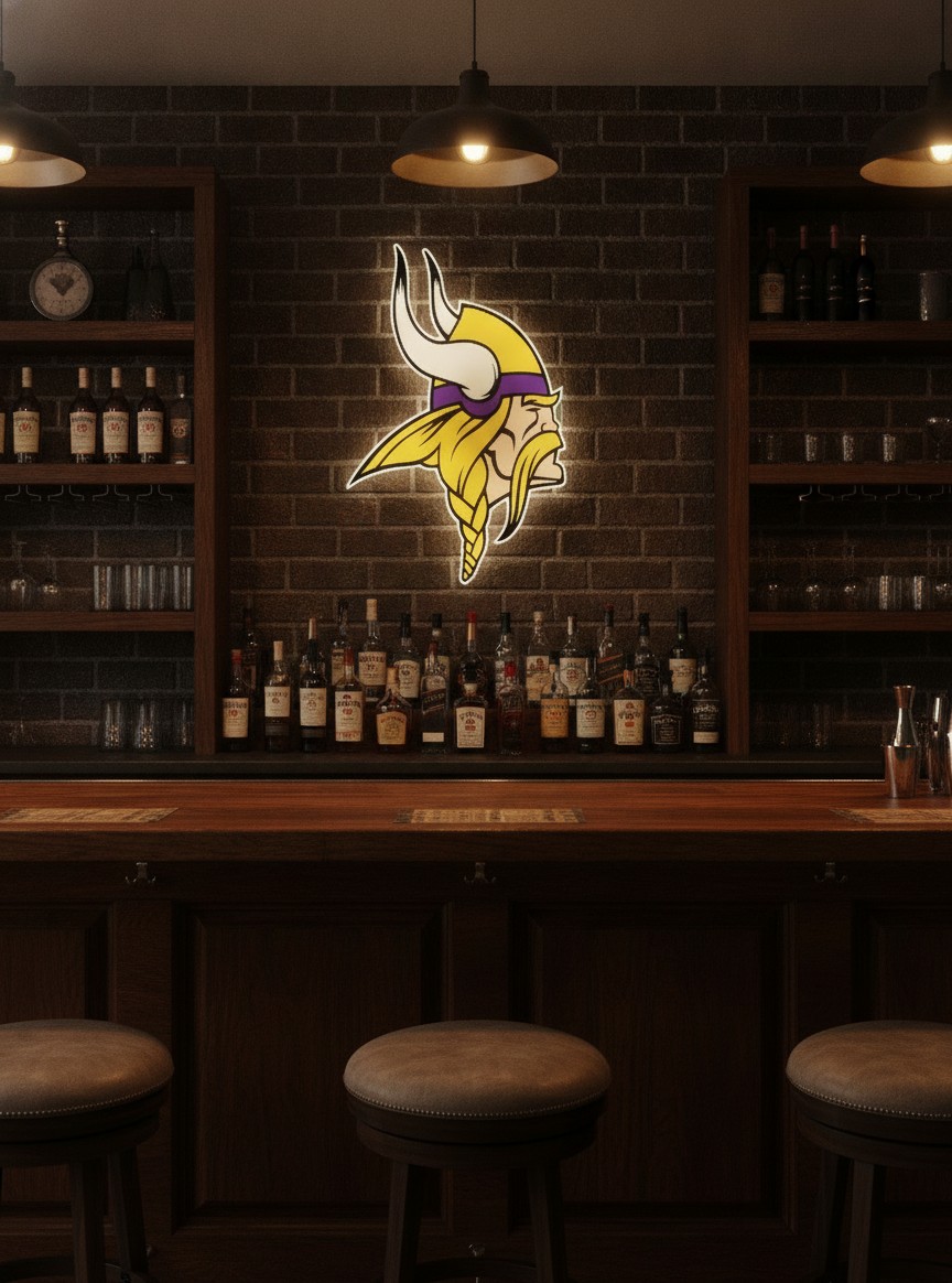 Minnesota Vikings LED-Leuchtschild Wanddeko Fandeko Geschenk - Mockup