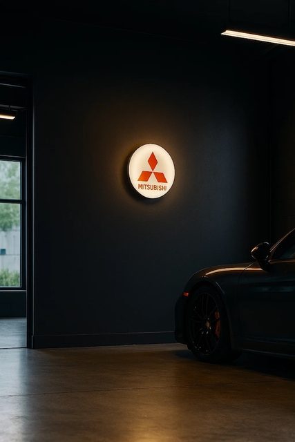Mitsubishi LED-Leuchtschild Wanddeko Autodeko Geschenk