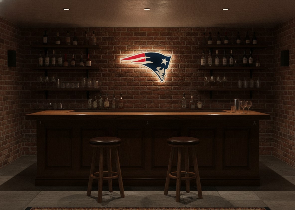 New England Patriots LED-Leuchtschild Wanddeko Fandeko Geschenk - Mockup