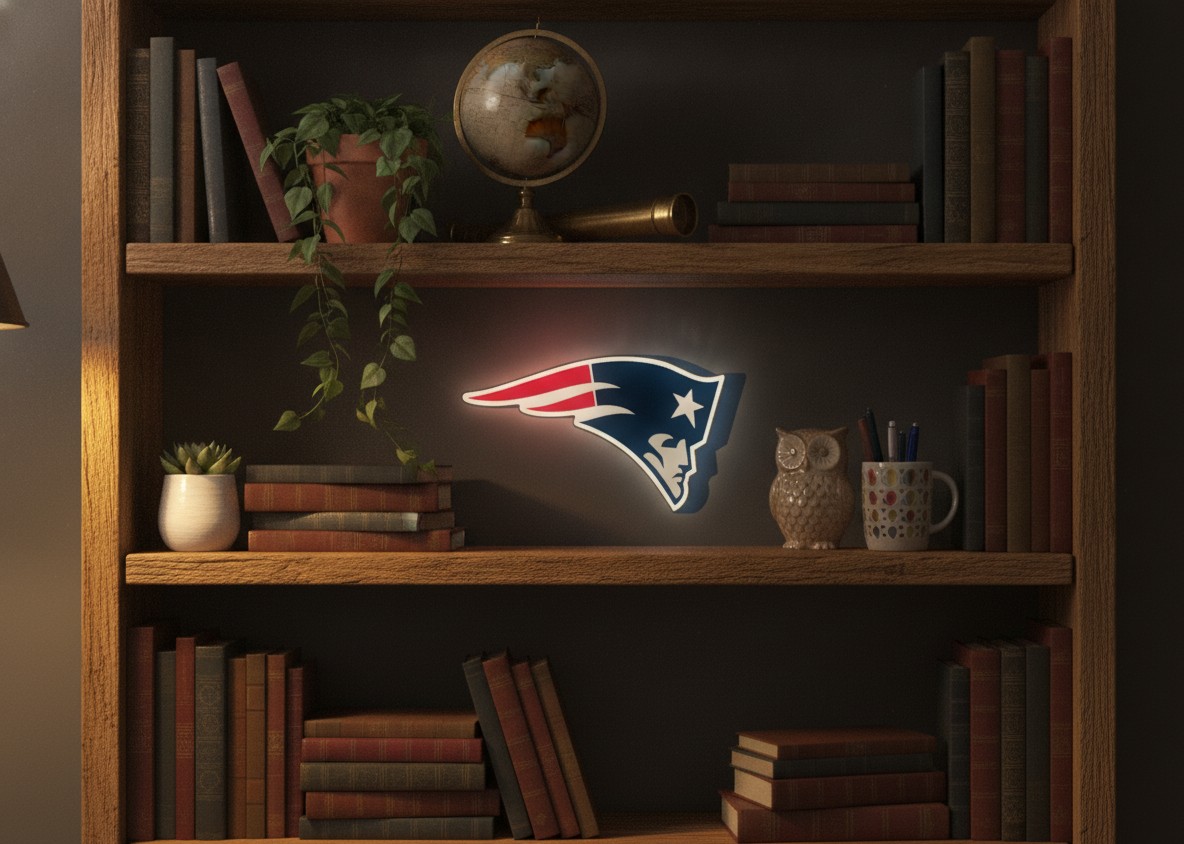 New England Patriots LED-Leuchtschild Wanddeko Fandeko Geschenk - Mockup