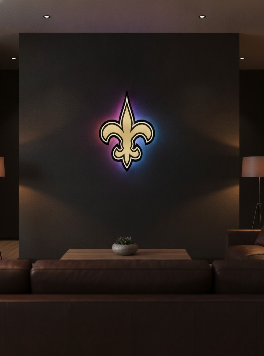 New Orleans Saints LED-Leuchtschild Wanddeko Fandeko Geschenk - Mockup