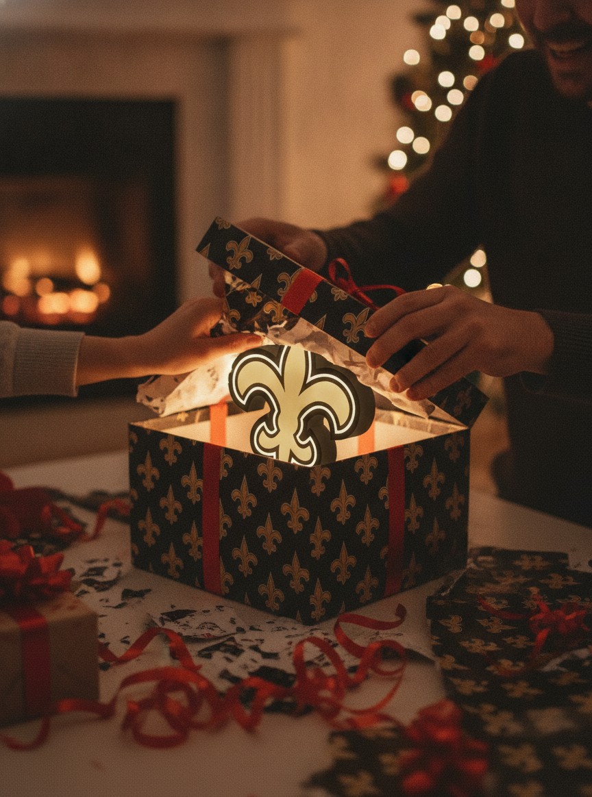 New Orleans Saints LED-Leuchtschild Wanddeko Fandeko Geschenk - Mockup