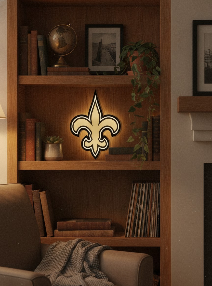 New Orleans Saints LED-Leuchtschild Wanddeko Fandeko Geschenk - Mockup