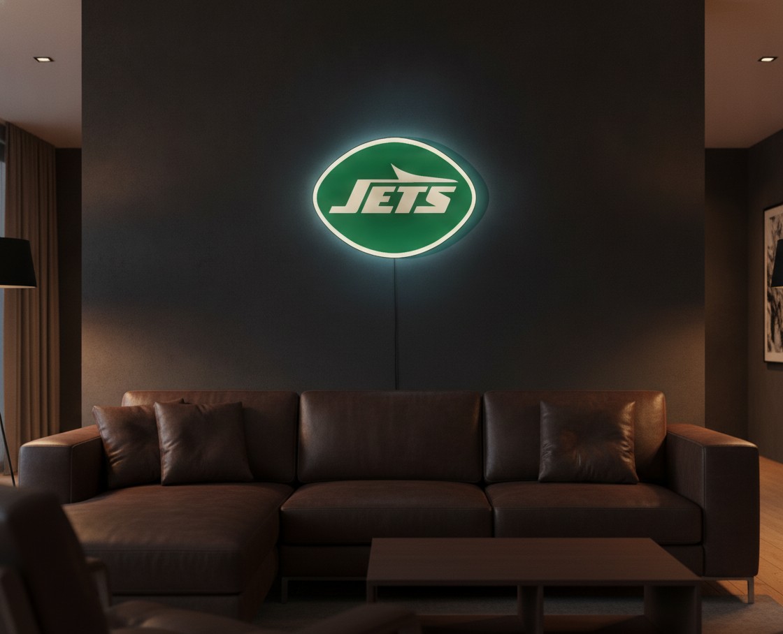 New York Jets LED-Leuchtschild Wanddeko Fandeko Geschenk - Mockup