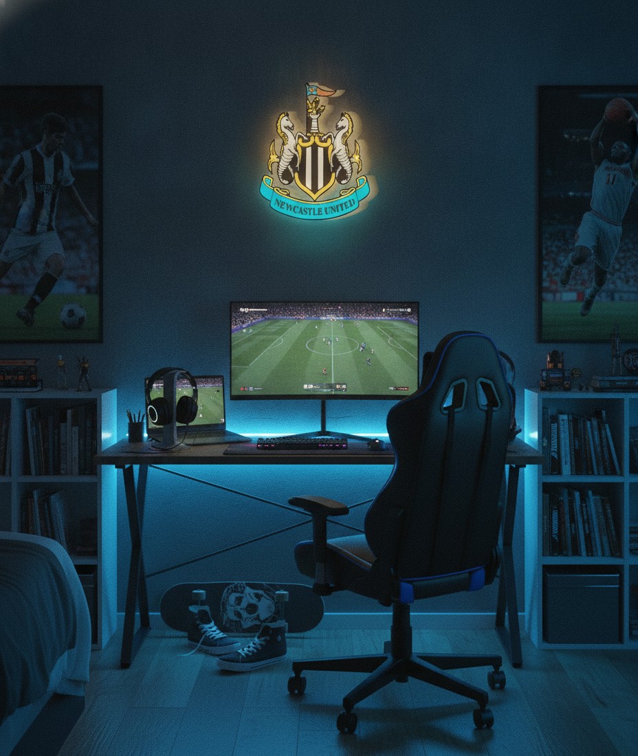 Newcastle United LED-Leuchtschild Wanddeko Fandeko Geschenk - Mockup