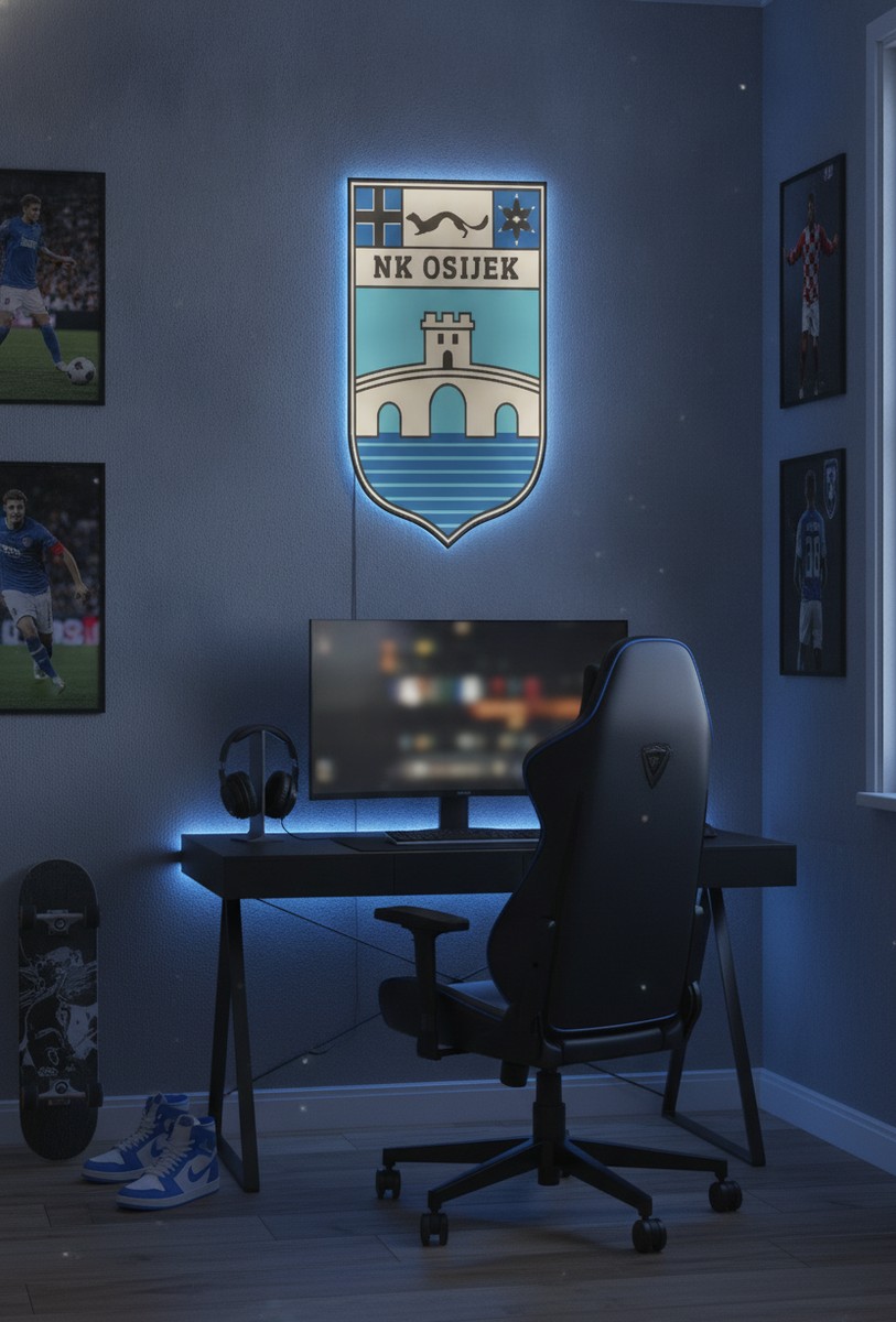 NK Osijek LED-Leuchtschild Wanddeko Fandeko Geschenk - Mockup