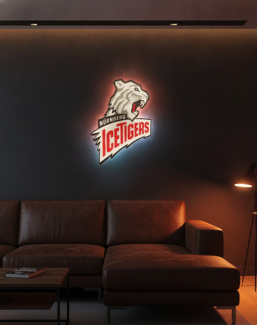 Nürnberg Ice Tigers LED-Leuchtschild Wanddeko Fandeko Geschenk - Mockup