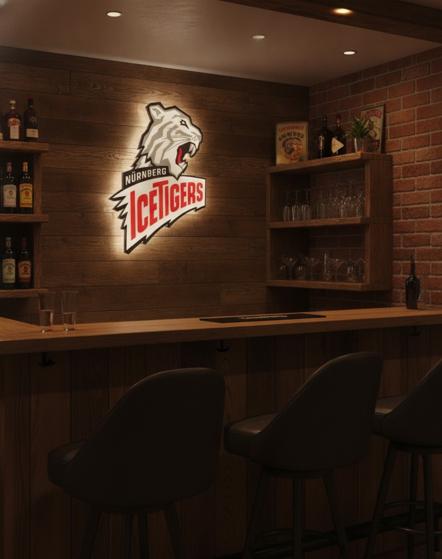 Nürnberg Ice Tigers LED-Leuchtschild Wanddeko Fandeko Geschenk - Mockup