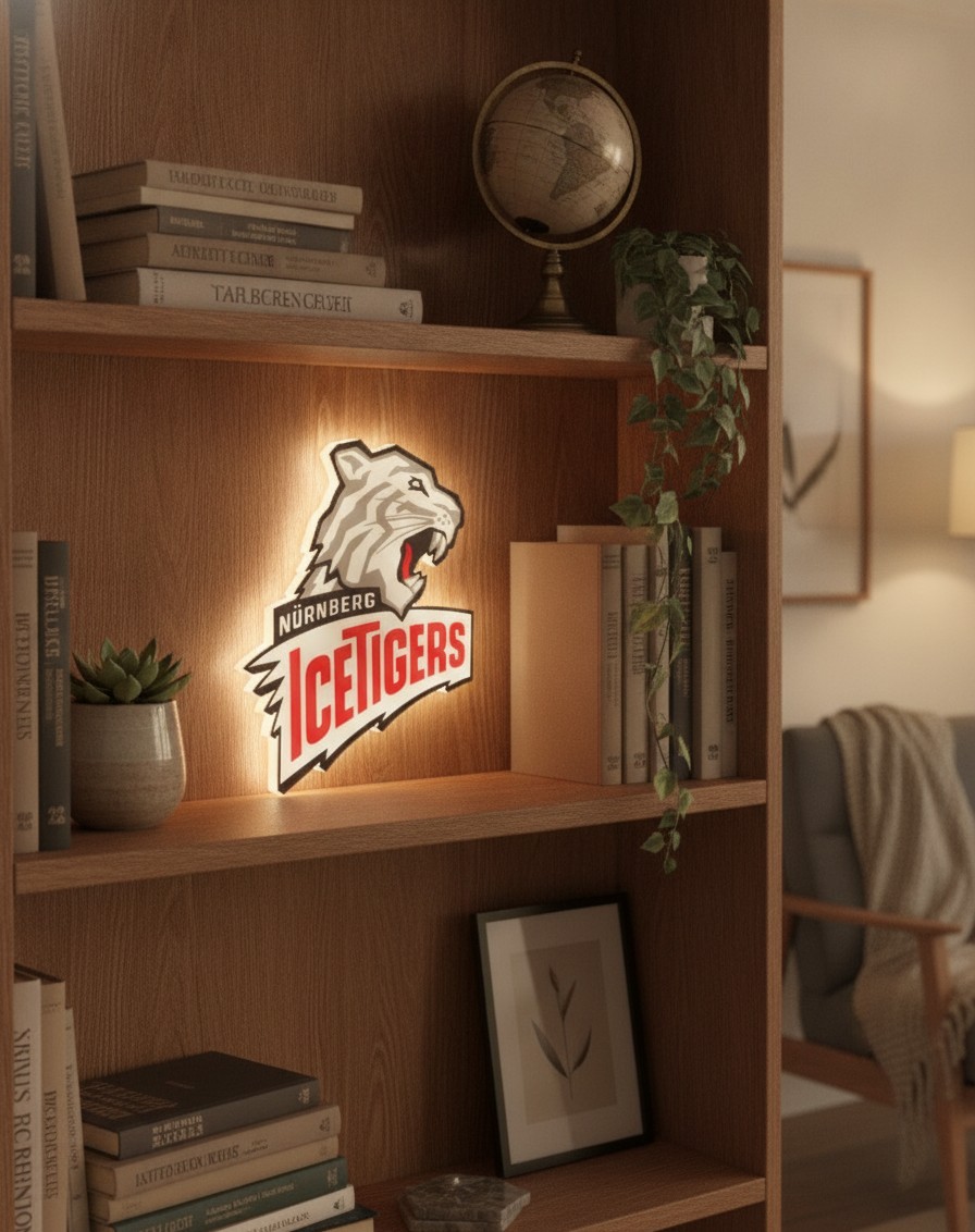 Nürnberg Ice Tigers LED-Leuchtschild Wanddeko Fandeko Geschenk - Mockup