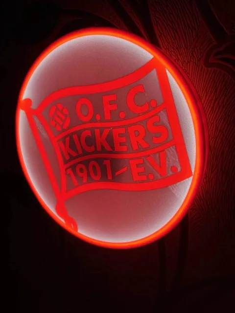 OFC LED-Schild mit Logo der Offenbacher Kickers als Wanddeko für Fans