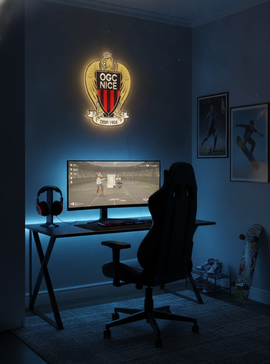 OGC Nizza LED-Leuchtschild Wanddeko Fandeko Geschenk - Mockup