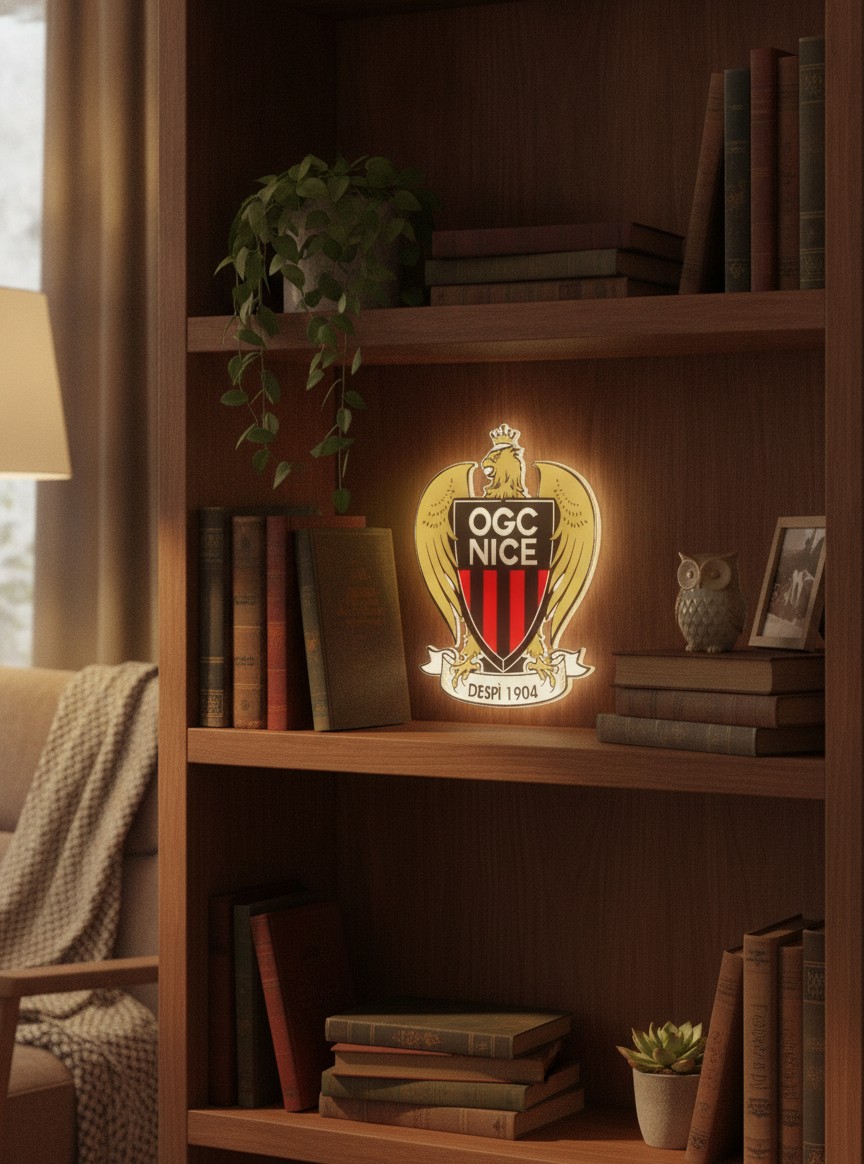 OGC Nizza LED-Leuchtschild Wanddeko Fandeko Geschenk - Mockup