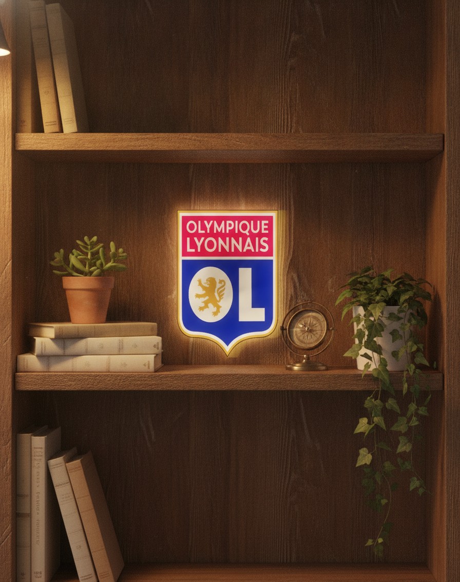 Olympique Lyon LED-Leuchtschild Wanddeko Fandeko Geschenk - Mockup