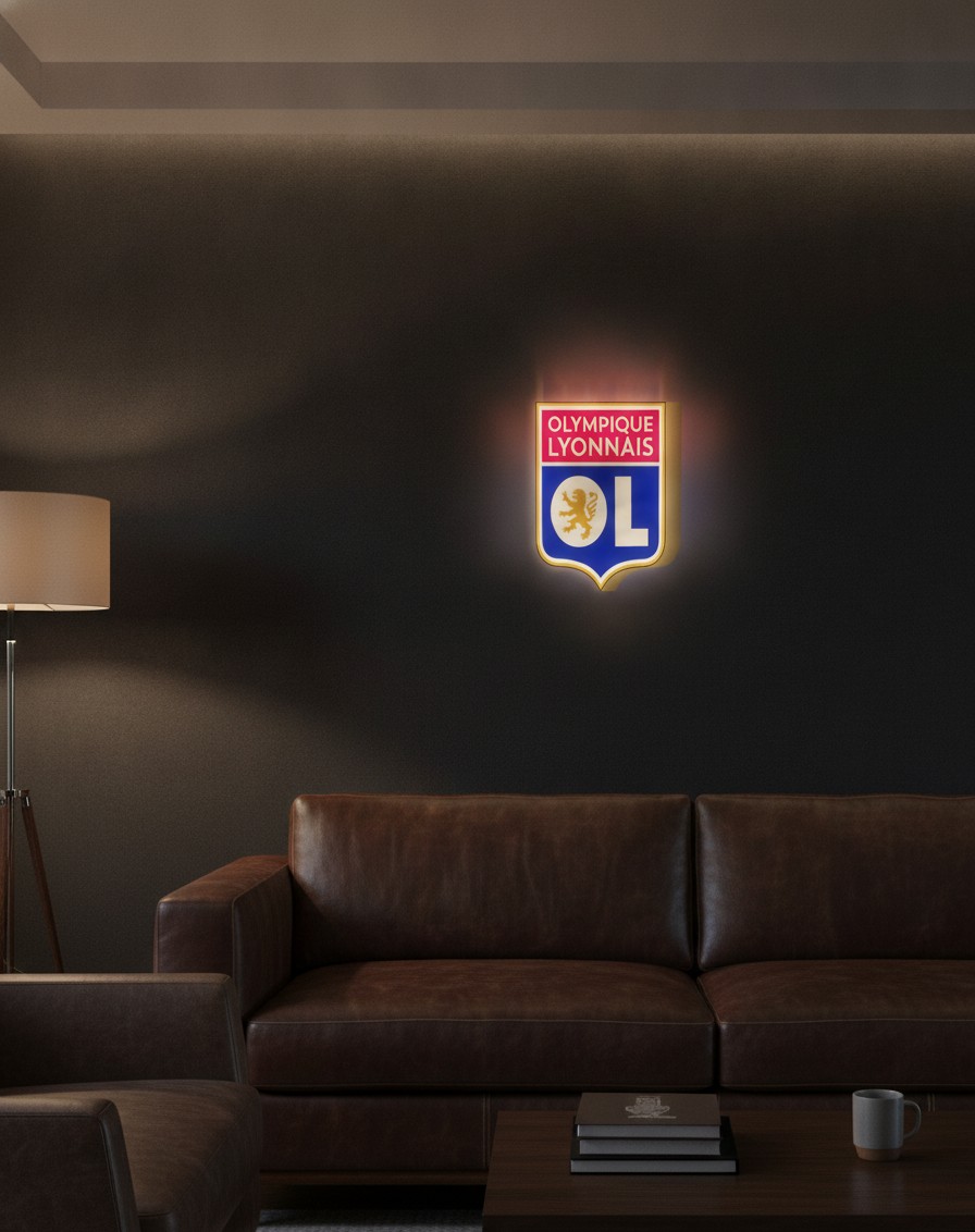 Olympique Lyon LED-Leuchtschild Wanddeko Fandeko Geschenk - Mockup