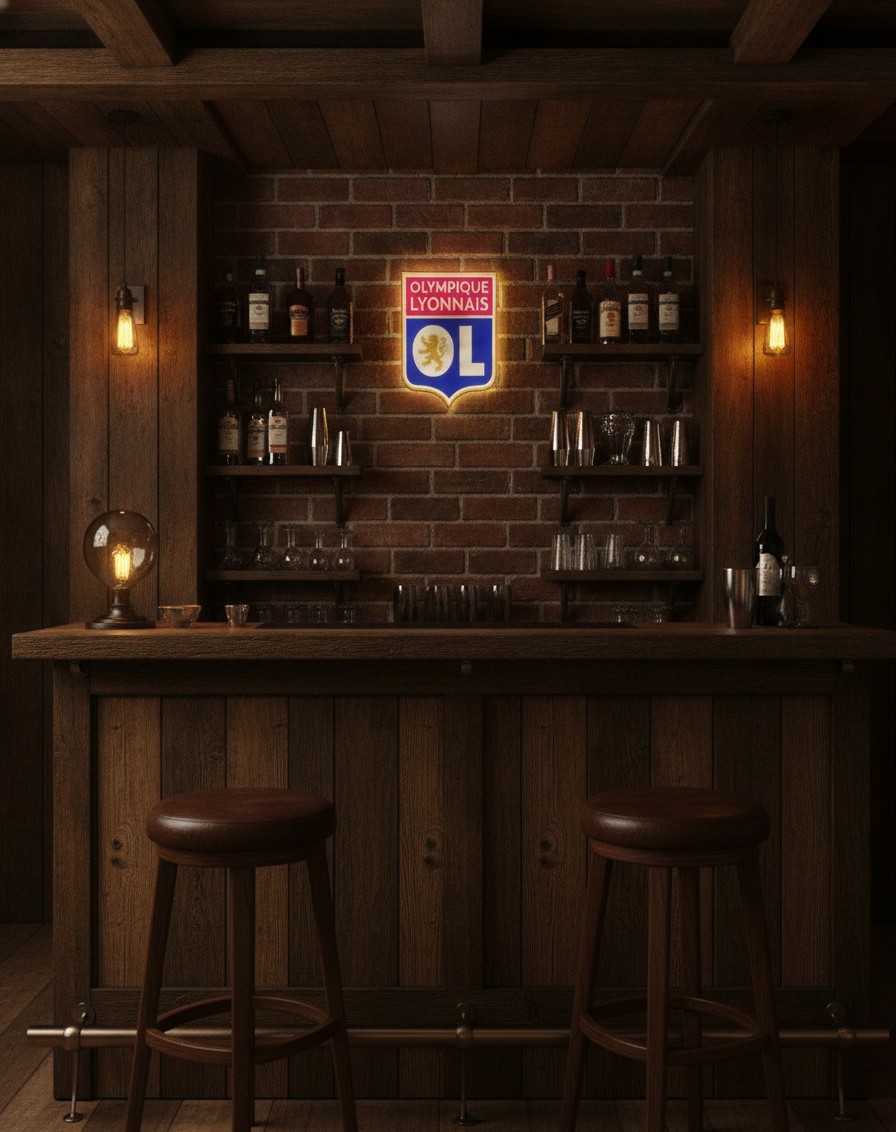 Olympique Lyon LED-Leuchtschild Wanddeko Fandeko Geschenk - Mockup