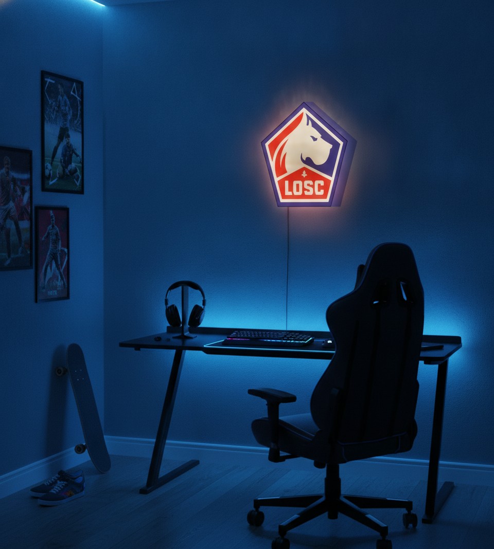 OSC Lille LED-Leuchtschild Wanddeko Fandeko Geschenk - Mockup