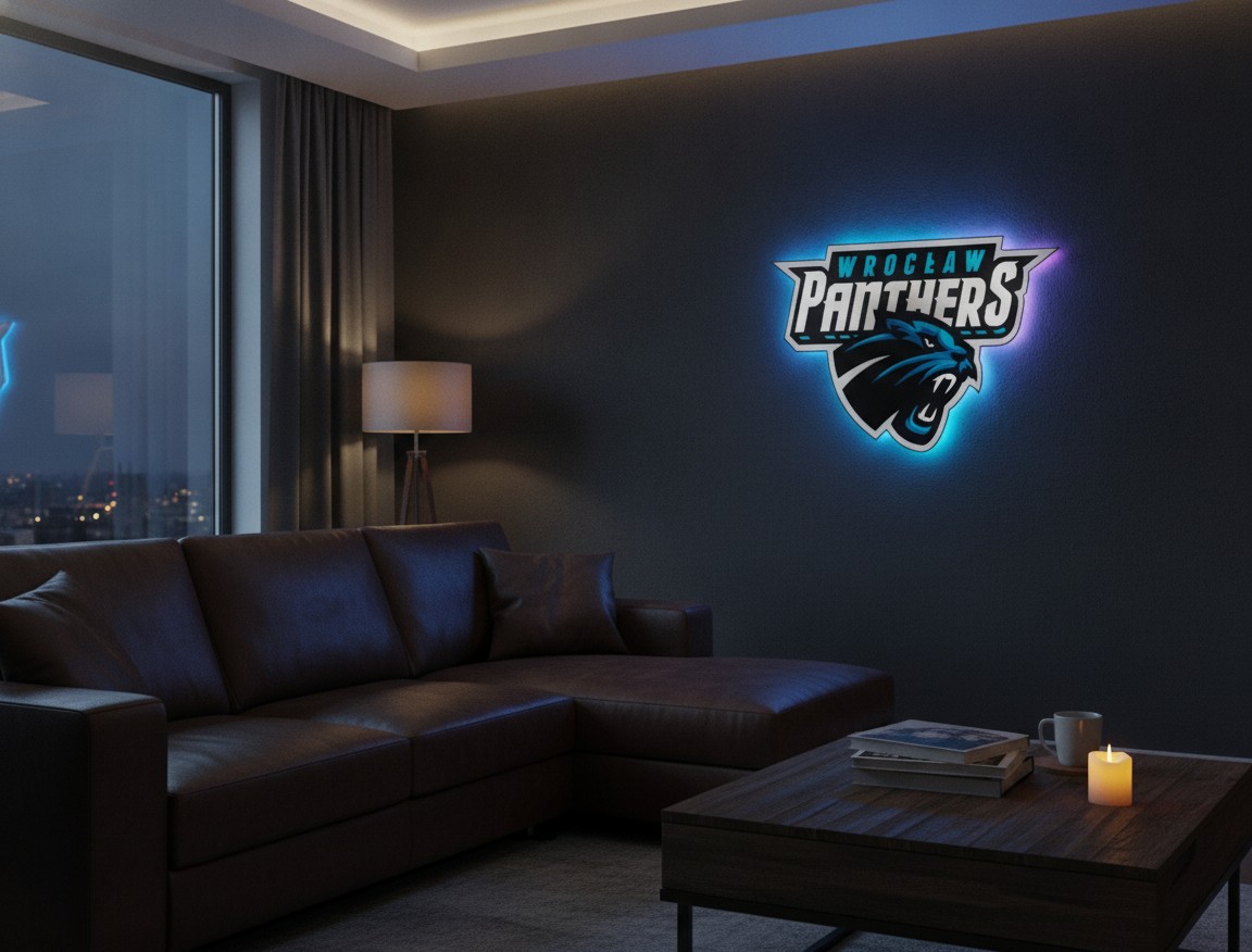 Panthers Wrocław LED-Leuchtschild Wanddeko Fandeko Geschenk - Mockup