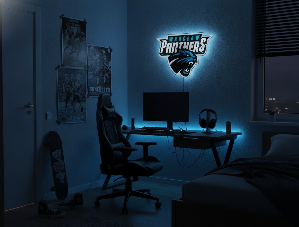 Panthers Wrocław LED-Leuchtschild Wanddeko Fandeko Geschenk - Mockup