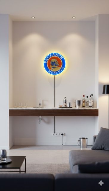 Paulaner Leuchtschild mit USB-Kabel Stromversorgung