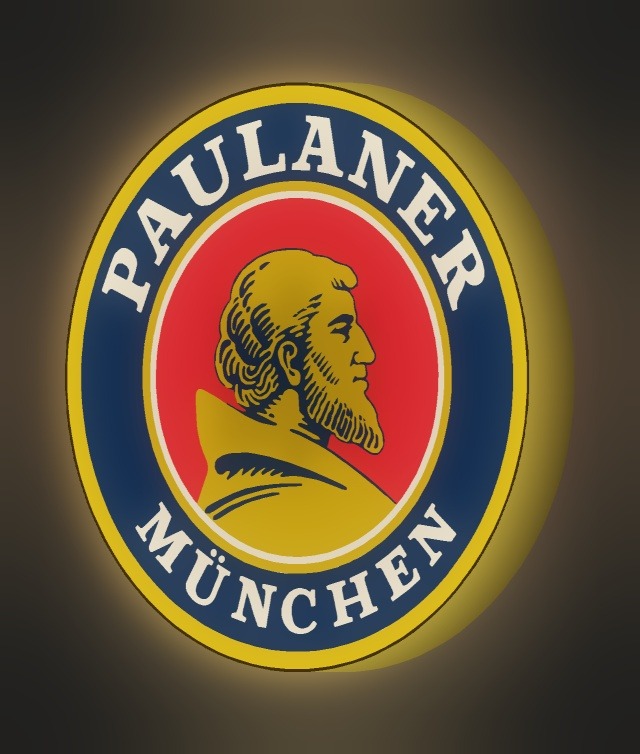Paulaner München LED-Leuchtschild leuchtend