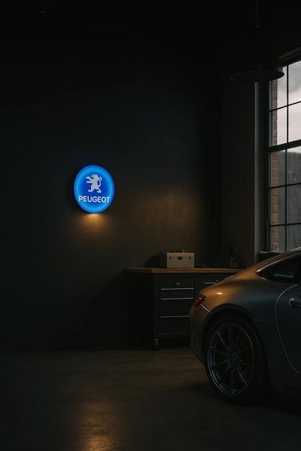 Peugeot LED-Leuchtschild Wanddeko Autodeko Geschenk
