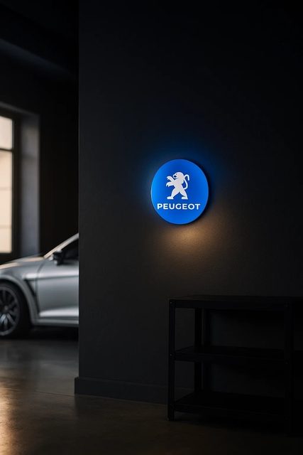 Peugeot LED-Leuchtschild Wanddeko Autodeko Geschenk