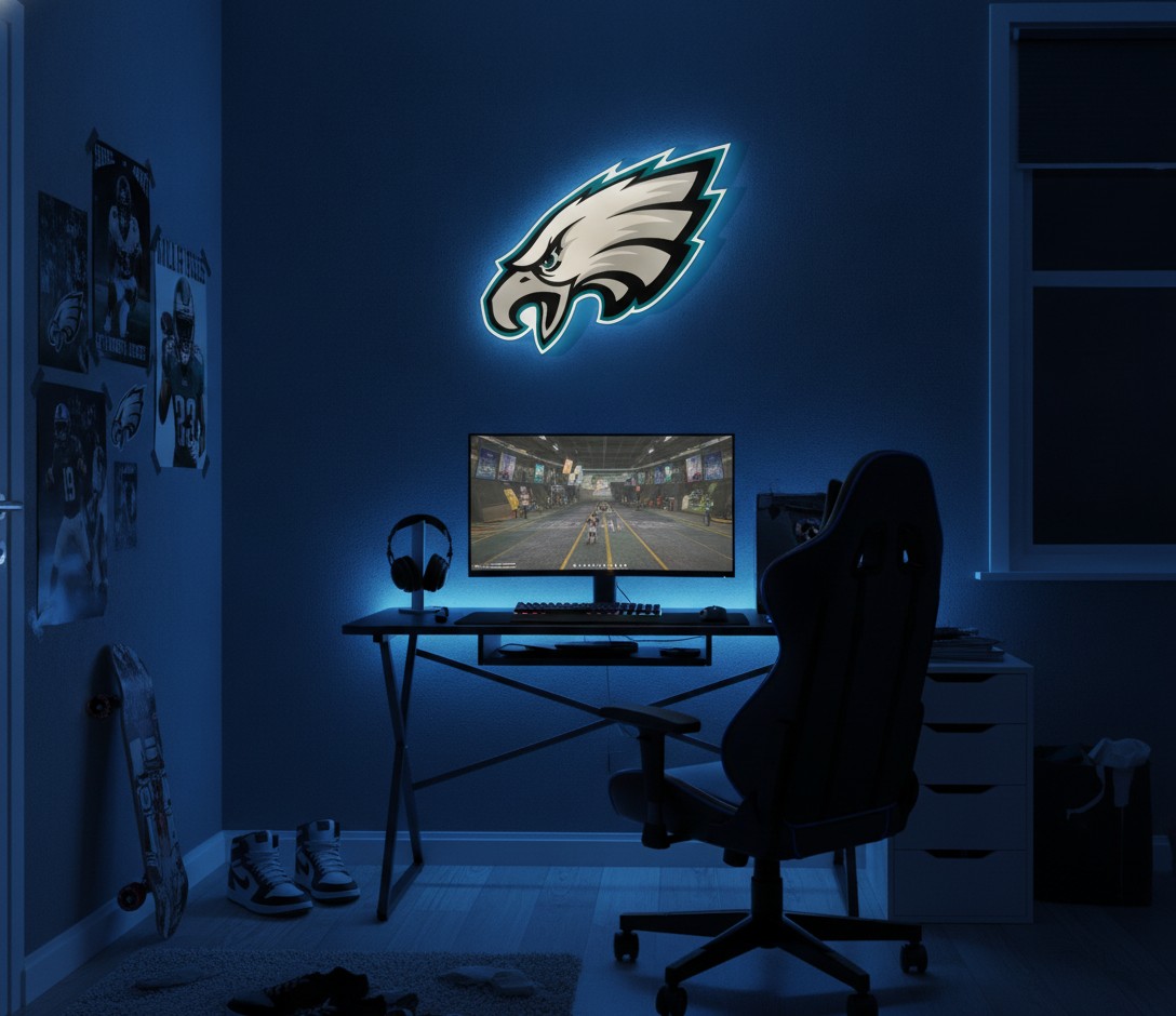 Philadelphia Eagles LED-Leuchtschild Wanddeko Fandeko Geschenk - Mockup