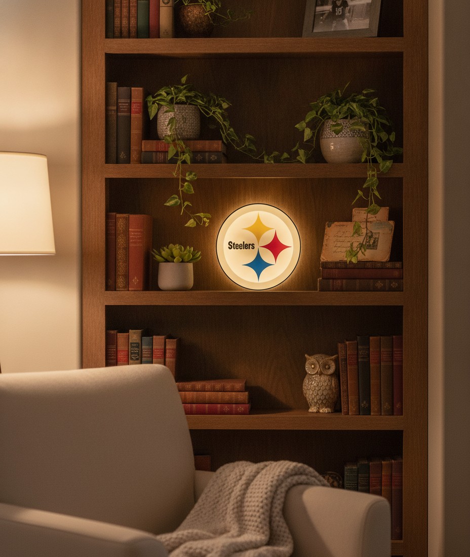 Pittsburgh Steelers LED-Leuchtschild Wanddeko Fandeko Geschenk - Mockup