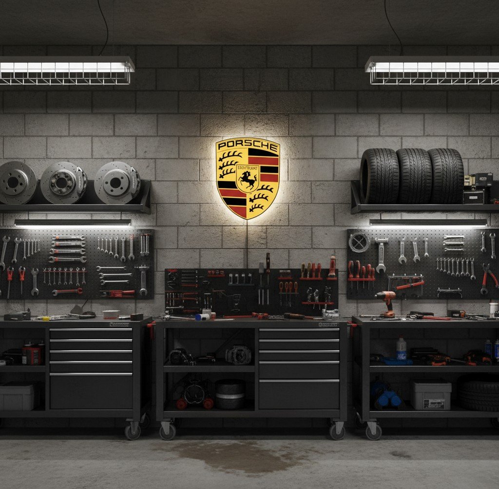 Porsche LED-Leuchtschild Wanddeko Autodeko Geschenk