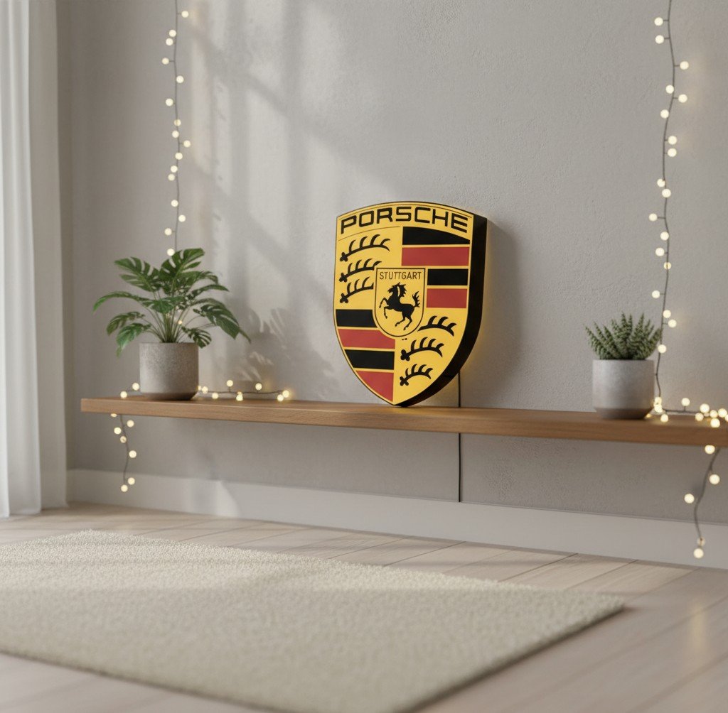 Porsche LED-Leuchtschild Wanddeko Autodeko Geschenk