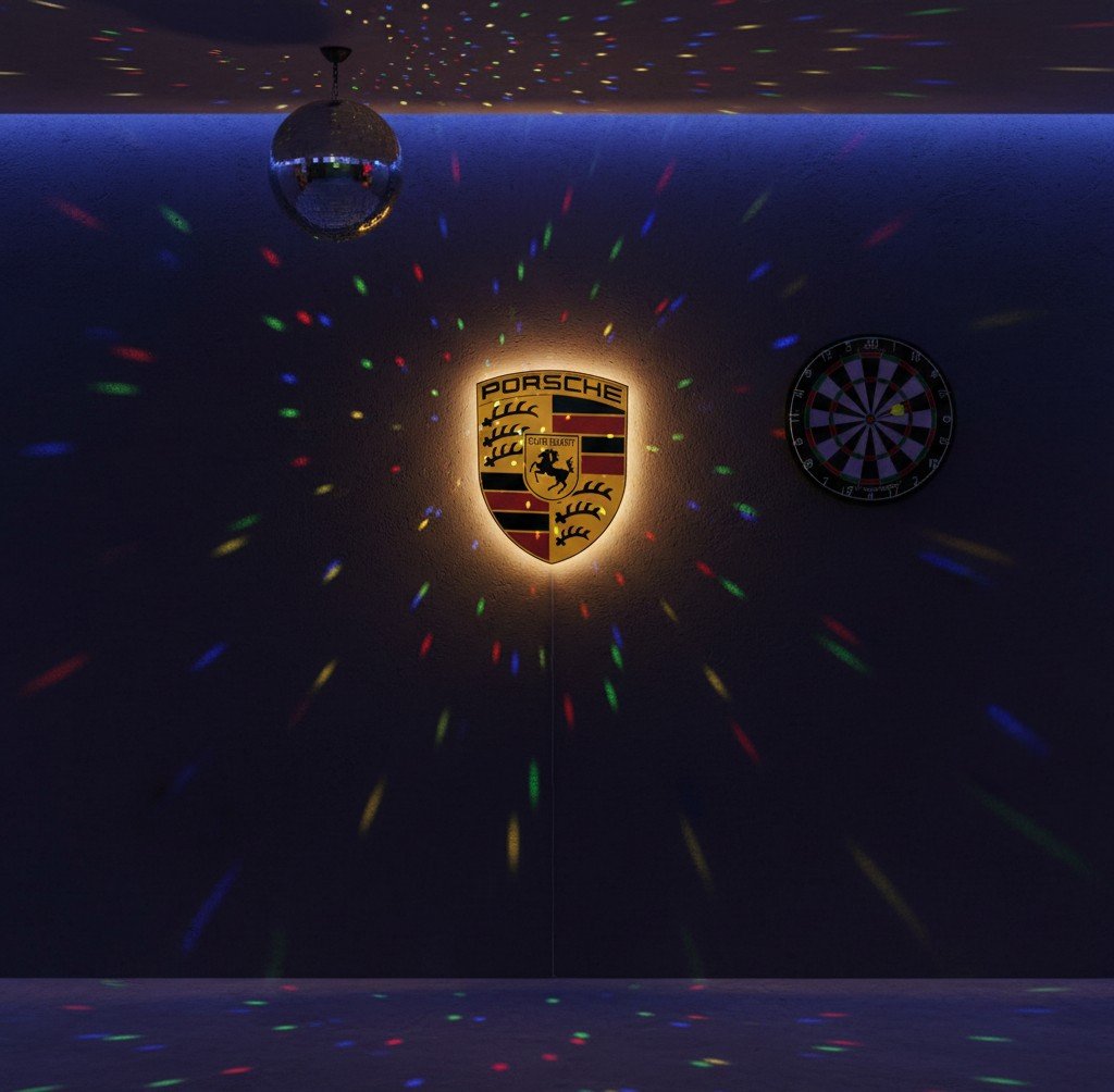 Porsche LED-Leuchtschild Wanddeko Autodeko Geschenk