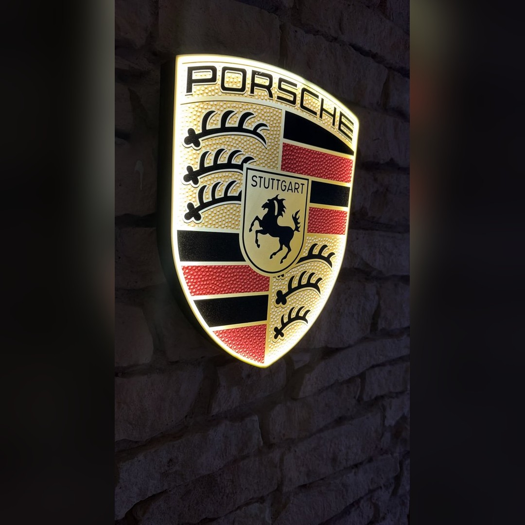 Porsche LED-Leuchtschild Wanddeko Autodeko Geschenk