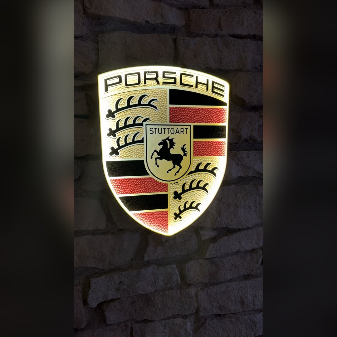 Porsche LED-Leuchtschild Wanddeko Autodeko Geschenk