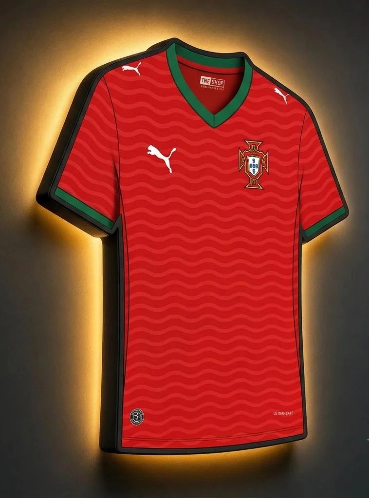 Portugal WM 2026 LED-Trikot-Lampe (personalisiert mit Wunschname + Nummer)