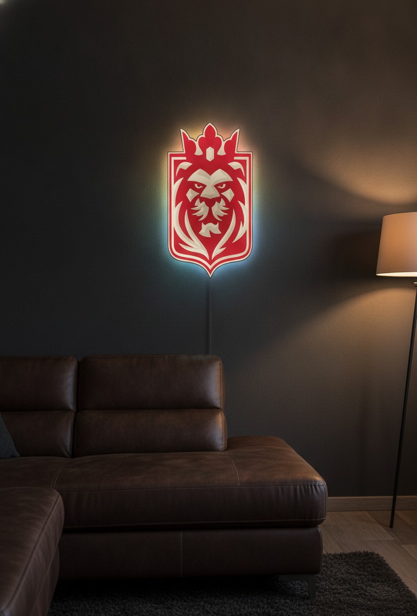 Prague Lions LED-Leuchtschild Wanddeko Fandeko Geschenk - Mockup