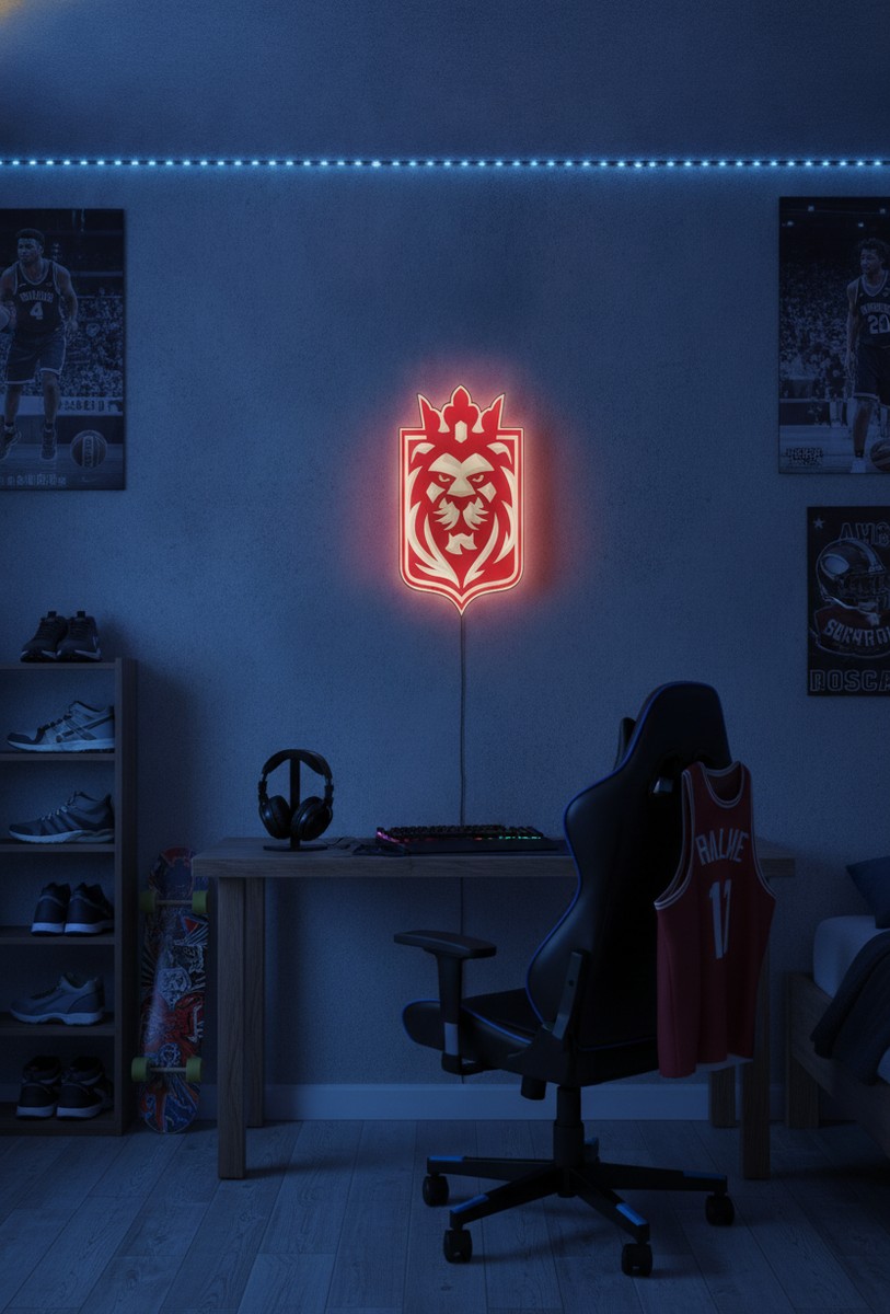 Prague Lions LED-Leuchtschild Wanddeko Fandeko Geschenk - Mockup