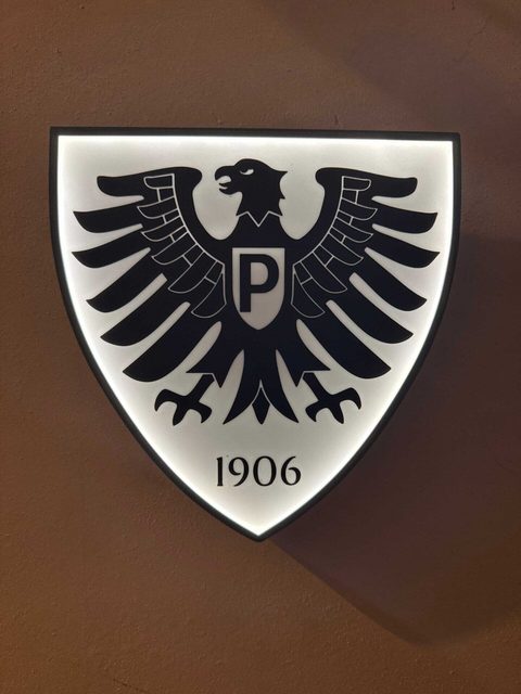 Preußen Münster Fanschild LED beleuchtet mit Vereinslogo