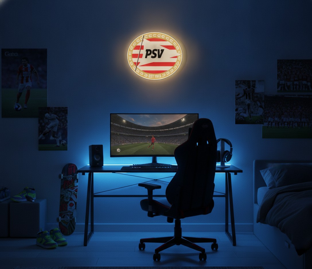 PSV Eindhoven LED-Leuchtschild Wanddeko Fandeko Geschenk - Mockup