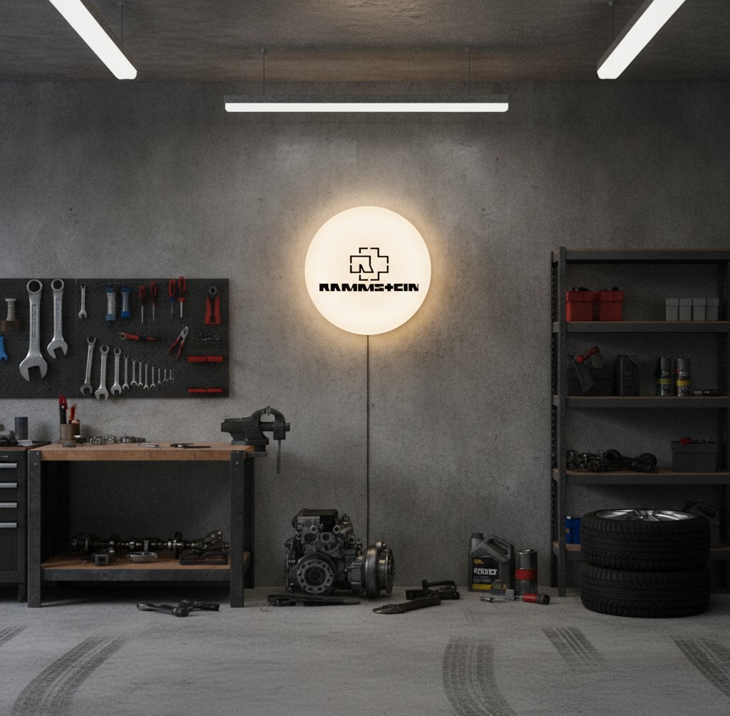 Rammstein LED-Leuchtschild Wanddeko Musik-Deko Geschenk - Mockup