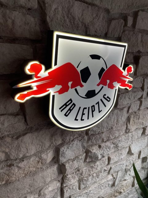 RB Leipzig LED-Schild mit Standfuß als Wohnzimmer-Dekoration