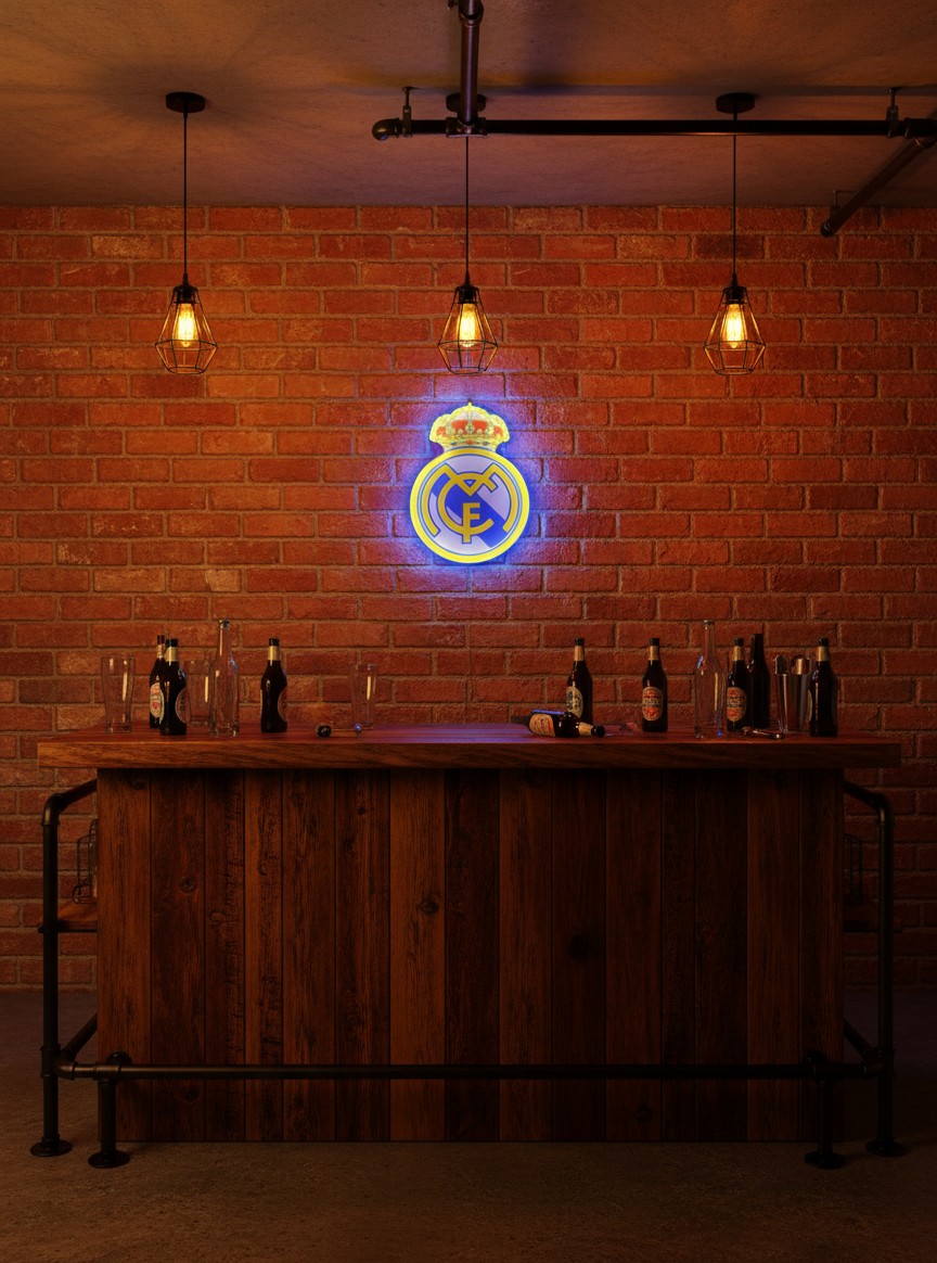 Real Madrid LED-Lampe Wanddeko mit Logo – Fan Geschenk - Mockup