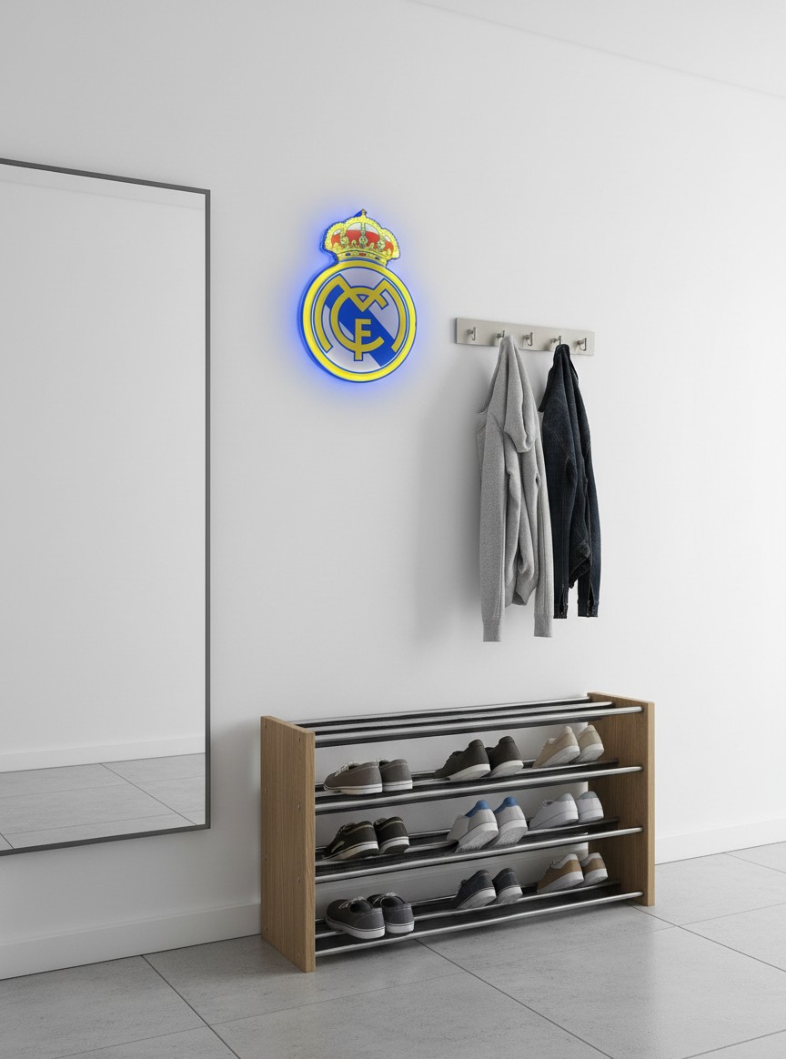 Real Madrid LED-Lampe Wanddeko mit Logo – Fan Geschenk - Mockup