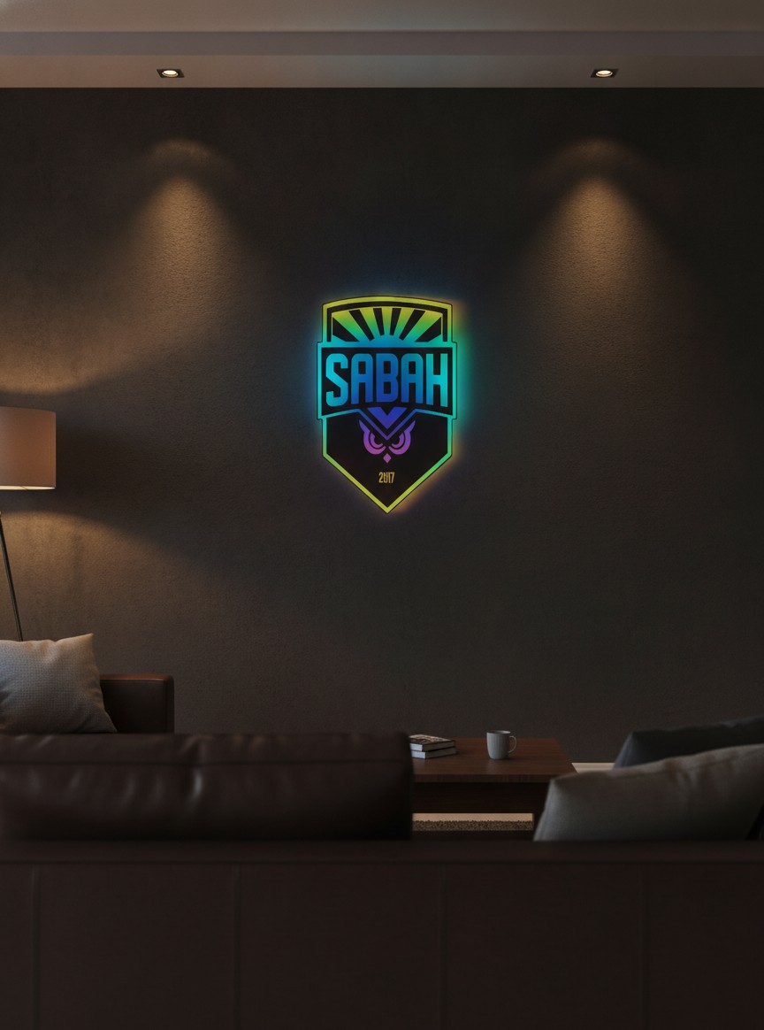 Sabah FK LED-Leuchtschild Wanddeko Fandeko Geschenk - Mockup